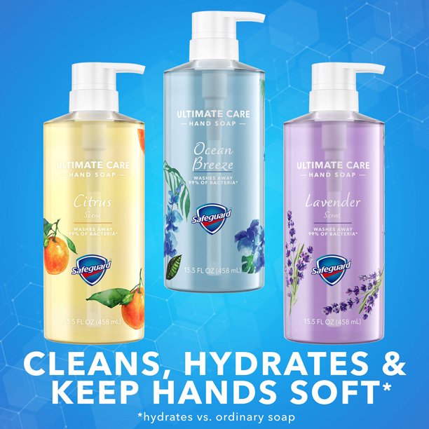 Safeguard Liquid Hand Soap 3-in-1 Ultimate Care Pack, Micellar Deep Cleansing (15.5 fl. oz. 3 pk.)