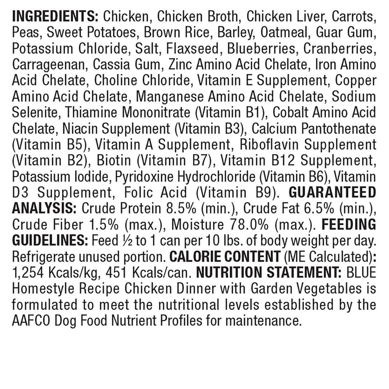 Blue Buffalo Homestyle Recipes Wet Dog Food for Adult Dogs, Variety Pack (12.5 oz., 12 ct.)