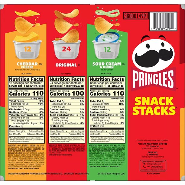 Pringles Potato Crisps Chips, Variety Pack, Snacks Stacks (33.8 oz. box, 48 ct.)