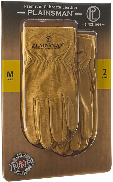 Plainsman Tan Leather Gloves - 2 Pairs Medium