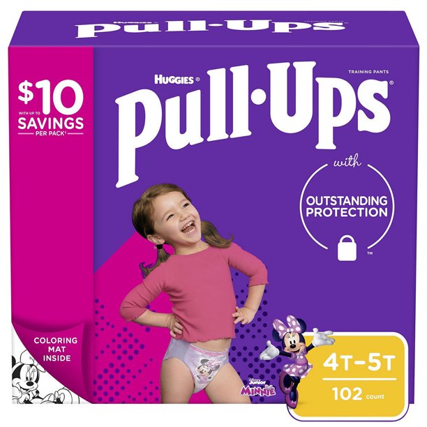 Huggies Pull-Ups Learning Designs Training Pants for Girls, Size 4 (18 to 48 months)T-5T, 102 pieces