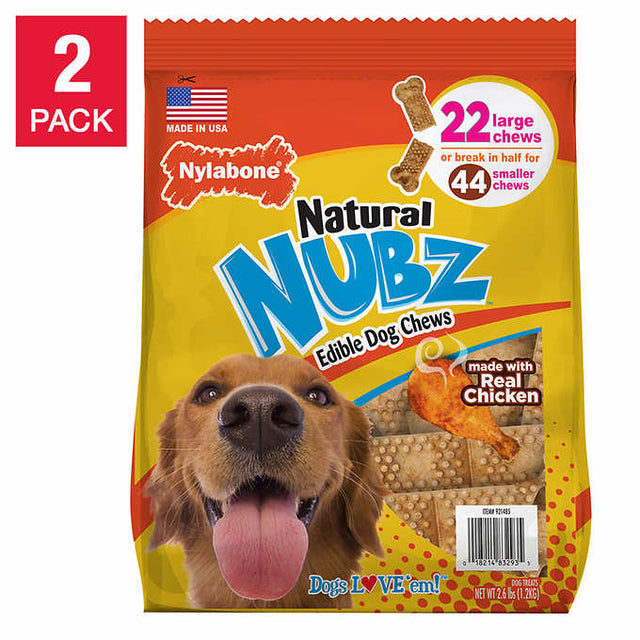 Nylabone NUBZ Dog Chews, 22-count, 2-pack